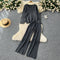 V-neck Sweater&Trousers Loose 2Pcs