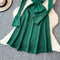 Solid Color V-neck Knitted Dress