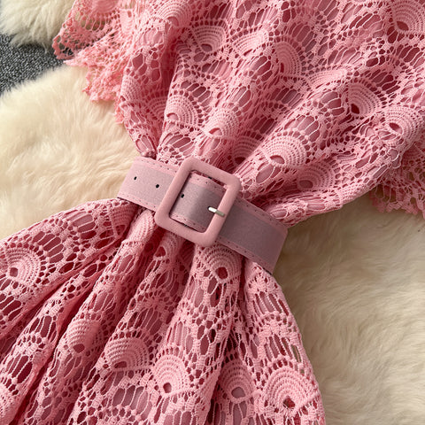 Delicate Hollowed Crochet Lace Dress