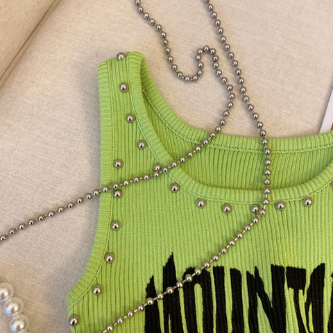 Chic Studded Monogram Printed Camisole