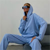 Hooded Sweatshirt&Trousers Draped 2Pcs