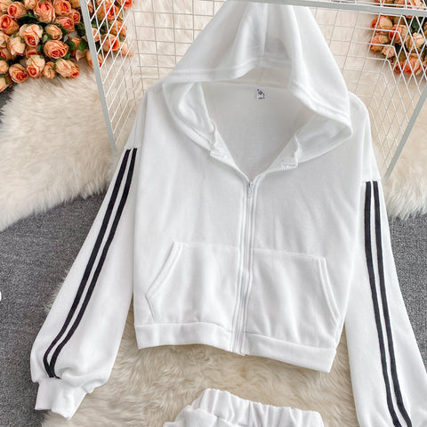 Hoodie&Drawstring Skirt Sportswear 2Pcs