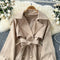 Premium Lapeled Lace-up Trench Coat