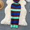 Color-blocked Striped Knitted Dress