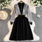 Casual Patchwork Hooded Black Dress