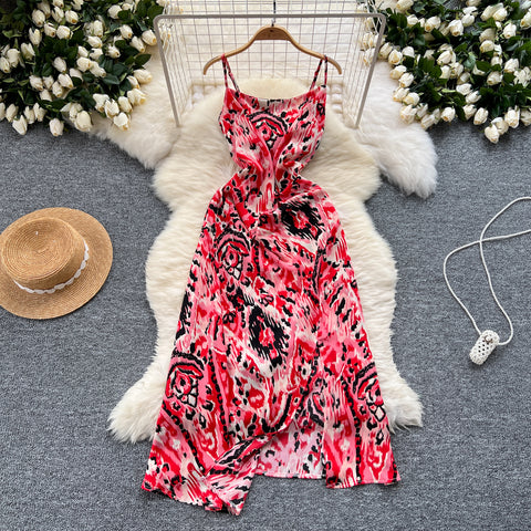 Floral Printed Split Chiffon Dress