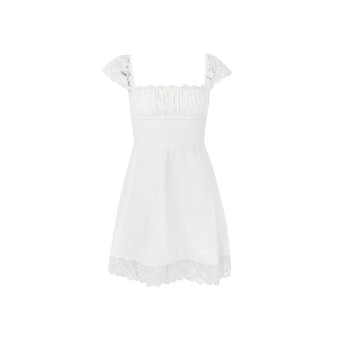Simple Design White Lace Dress