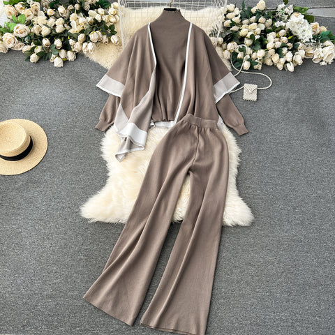 Shawl&Sweater&Trousers Casual 3Pcs