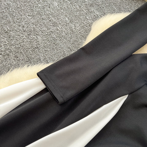 Black&White Patchwork Elegant Dress
