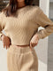 Sweater&Trousers Solid Color Knitted 2Pcs