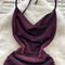 Draped Neckline Wine Red Halter Dress