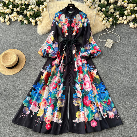 Courtly Floral Printed Shirt Dress