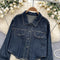 Chic Denim Shirt with Knitted Shawl