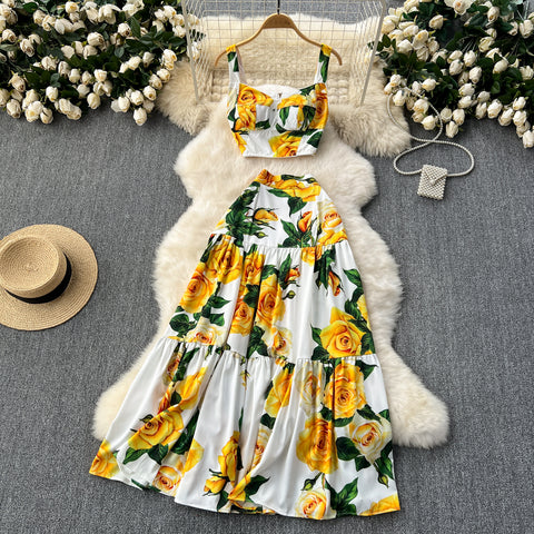 Camisole&Pleated Skirt Floral 2Pcs