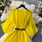 Vintage Solid Color Pleated Dress