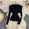 Cross V-neck Solid Color Knitwear