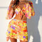 Printed Beach Skirt Bikini 4-pcs Swimsuit