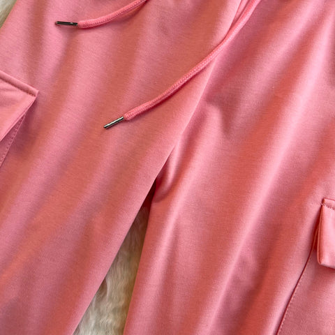 Drawstring Hoodie&Trousers Casual 2Pcs