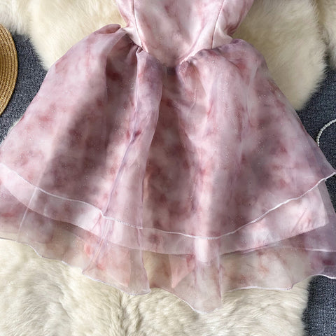 Fairy Tie-dye Puffy Mesh Dress