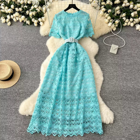 Delicate Hollowed Crochet Lace Dress