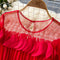 Vintage 3d Petal Pleated Dress