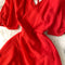 Premium V-neck Hollowed Red Dress