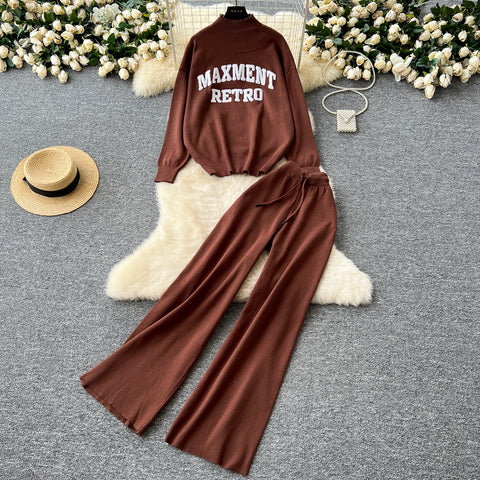 Monogrammed Sweater&Trousers Casual 2Pcs