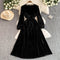 High-end Black Suede Maxi Dress