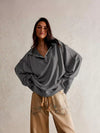 Oversized Lapeled Split Sweatshirt