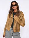 Stand Collar Patchwork Hooded Cardigan