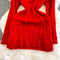 Furry Hooded Red Knitted Dress