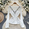 Rhinestone Studded V-neck Slim Knitwear