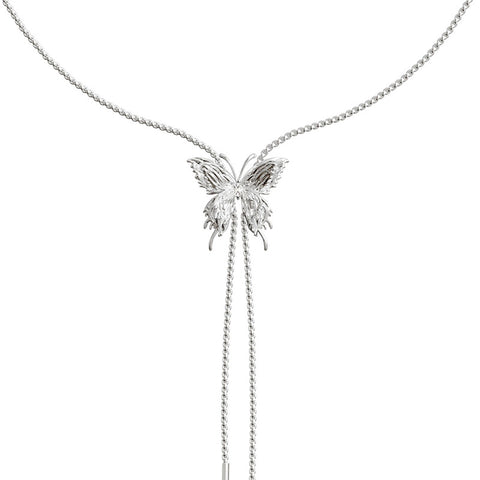 Premium Silver Butterfly Tassel Necklace