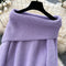 Off-shoulder Lapeled Purple Sweater