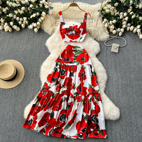 Camisole&Pleated Skirt Floral 2Pcs