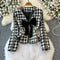 Bow-tie Blazer&Pleated Skirt Plaid 2Pcs