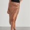 Knotted PU High-cut Split Skirt