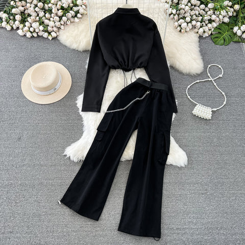 Drawstring Shirt&Trousers Chic 2Pcs