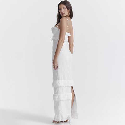 French Style White Crochet Slip Dress