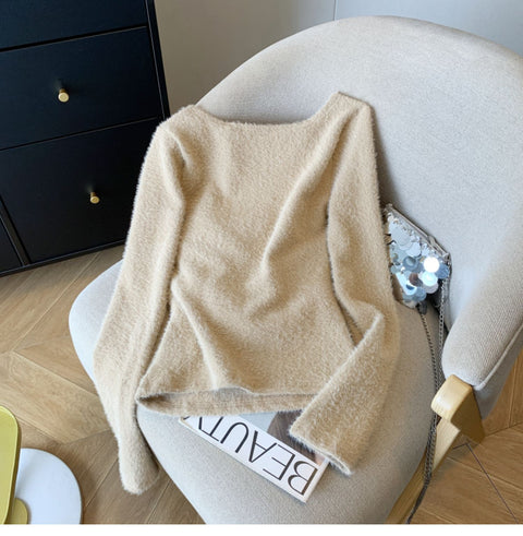 Faux Two-pieces Lace Floral Knitwear