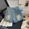 Irregular Design Split Denim Skirt