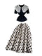 Lace Collar Knitwear&Polka Dot Skirt 2Pcs
