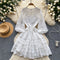 French Style V-neck Lace Puffy Dress