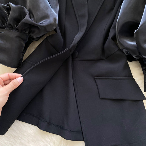 Niche Suede Patchwork Black Blazer