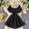 Sweetie Pleated Solid Puffy Dress