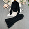 Turtleneck Sweater&Skirt Twisted-knit 2Pcs