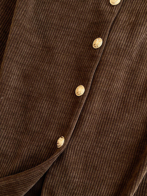 Corduroy Vest Dress&Knitwear 2Pcs