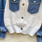 Sweetie Furry Denim Patchwork Cardigan