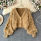 Niche Design V-neck Pilling Cardigan