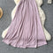 Hollowed Pleated Draped Halter Dress